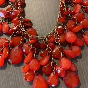 Red beaded statement necklace
